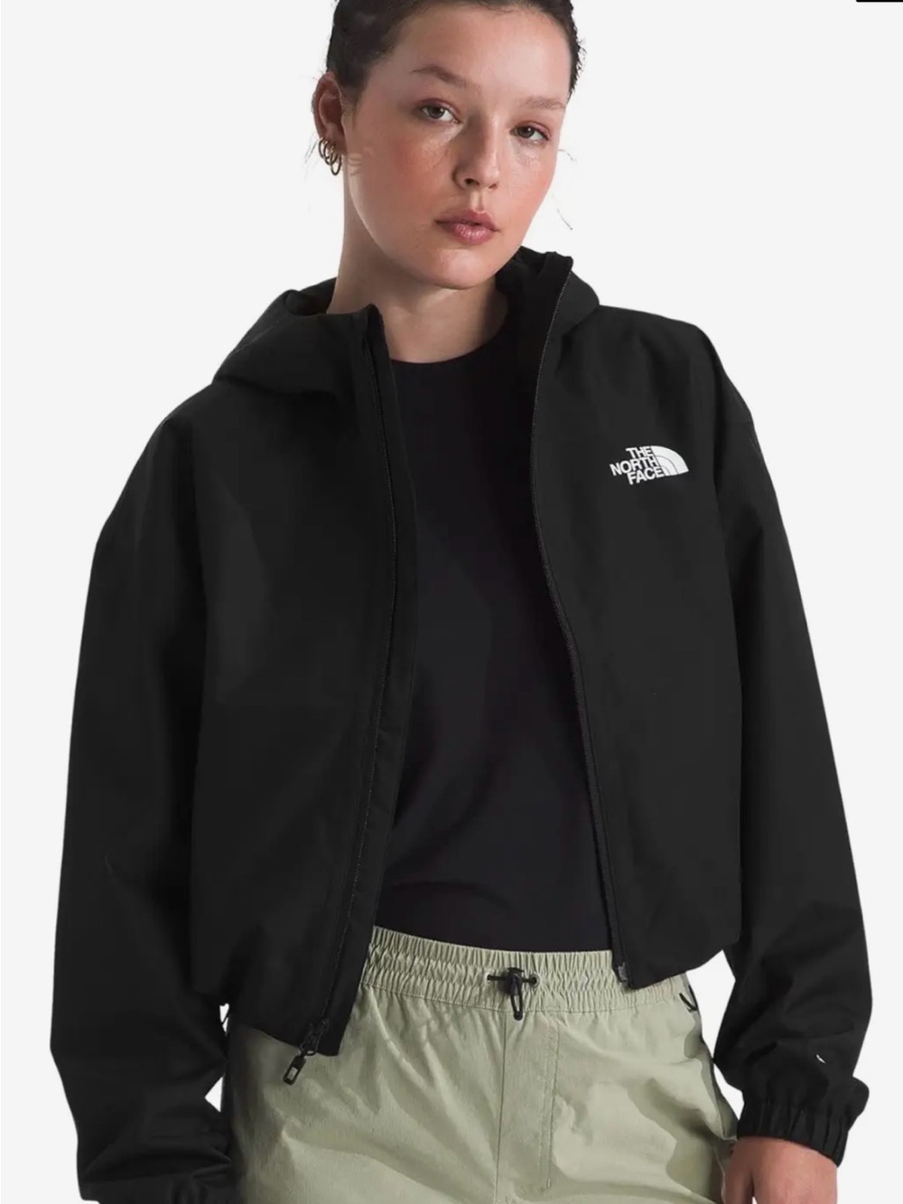 The North Face Black Raincoat with White Logo - Women's